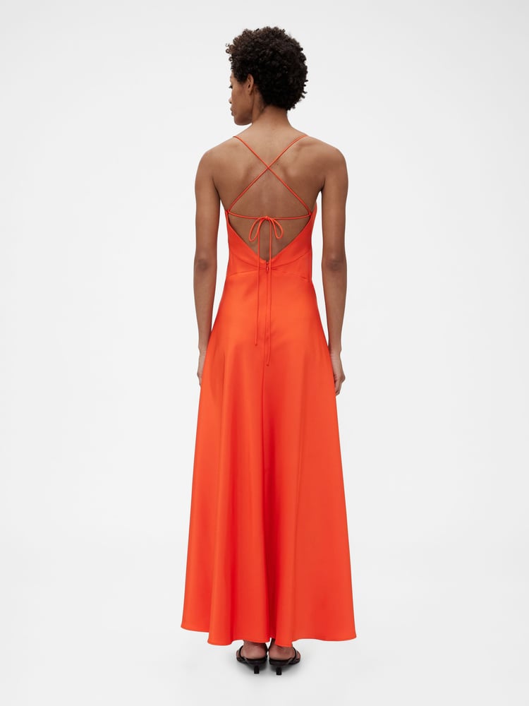 GapStudio Orange Satin Slip Maxi Dress - Image 2 of 7