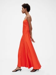 GapStudio Orange Satin Slip Maxi Dress - Image 3 of 7
