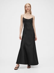 GapStudio Black Satin Slip Maxi Dress - Image 1 of 7