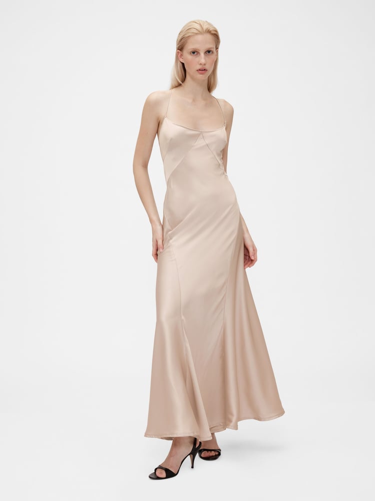 GapStudio Beige Satin Slip Maxi Dress - Image 1 of 7