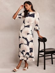 Mint Velvet Blue Floral Print Midi Dress - Image 1 of 9