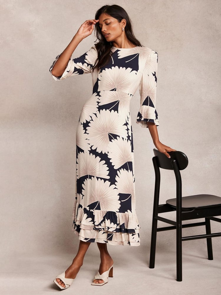Mint Velvet Blue Floral Print Midi Dress - Image 1 of 9