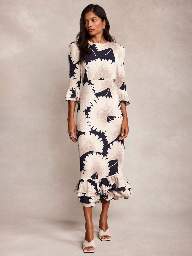 Mint Velvet Blue Floral Print Midi Dress - Image 2 of 9
