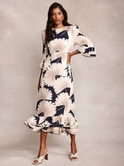 Mint Velvet Blue Floral Print Midi Dress - Image 3 of 9