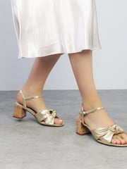 Moda in Pelle Mokara Twist Knot Feature Comfort Block Heel Brown Sandals - Image 1 of 4