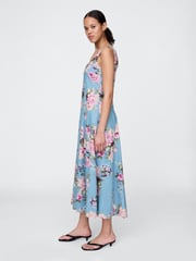 Gap Blue Floral Linen-Blend Square-Neck Maxi Summer Dress - Image 3 of 5