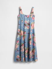 Gap Blue Floral Linen-Blend Square-Neck Maxi Summer Dress - Image 4 of 5