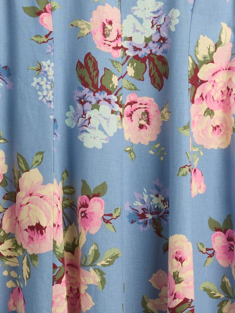 Gap Blue Floral Linen-Blend Square-Neck Maxi Summer Dress - Image 5 of 5