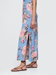 Gap Blue Floral Linen-Blend Midi Skirt - Image 2 of 2