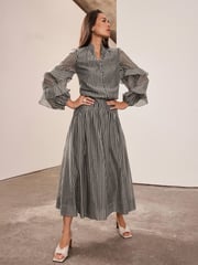 Mint Velvet Green Khaki Spot Print Midi Skirt - Image 2 of 8
