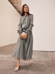 Mint Velvet Green Khaki Spot Print Midi Skirt - Image 3 of 8