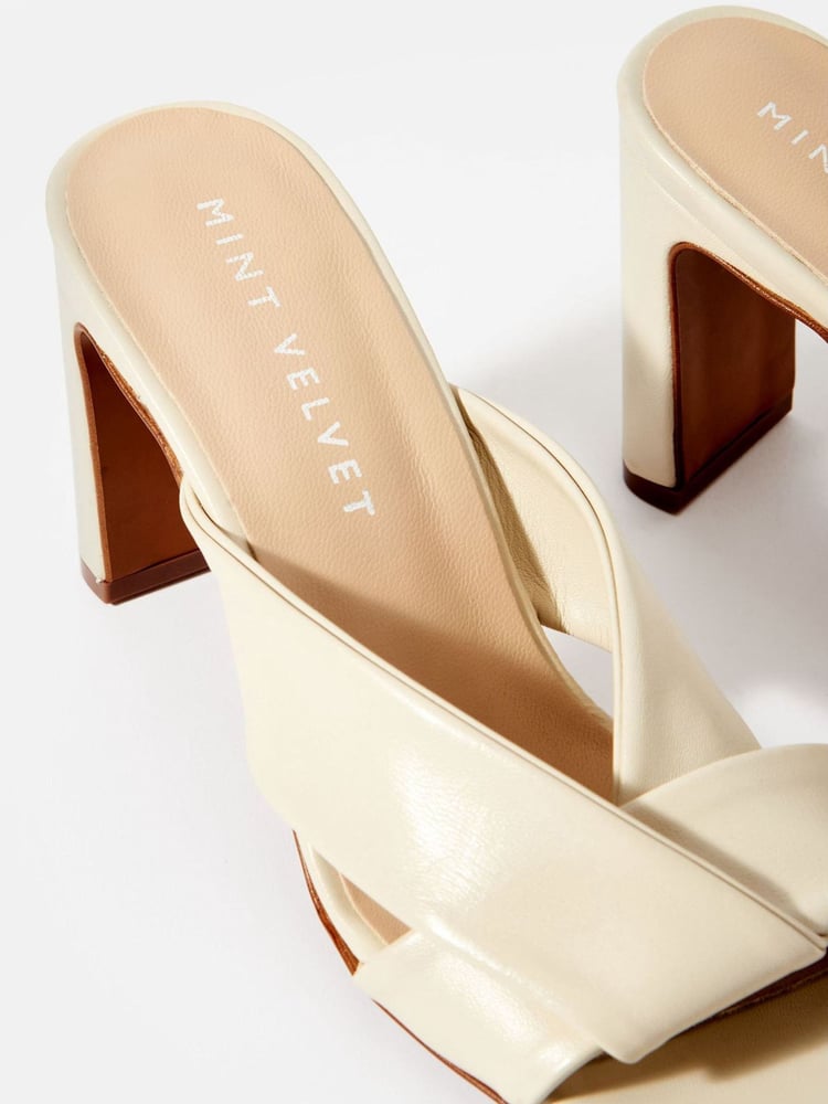 Mint Velvet Cream Cally Leather Sandals - Image 4 of 4