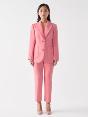 LK Bennett Pink Aimee Petite Desert Rose Twill Double Breasted Tailored Jacket - Image 1 of 4