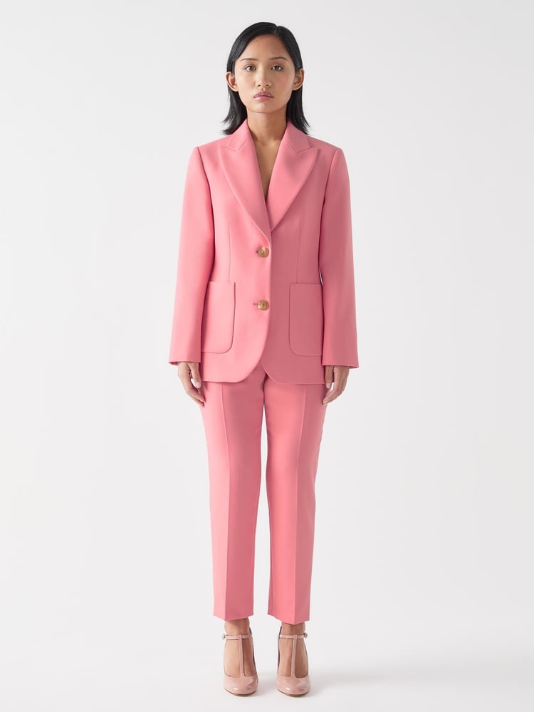 LK Bennett Pink Aimee Petite Desert Rose Twill Double Breasted Tailored Jacket - Image 1 of 4