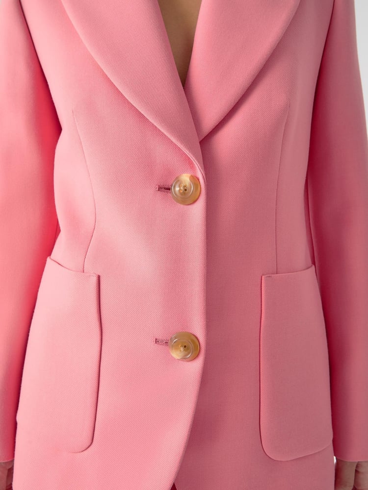 LK Bennett Pink Aimee Petite Desert Rose Twill Double Breasted Tailored Jacket - Image 4 of 4