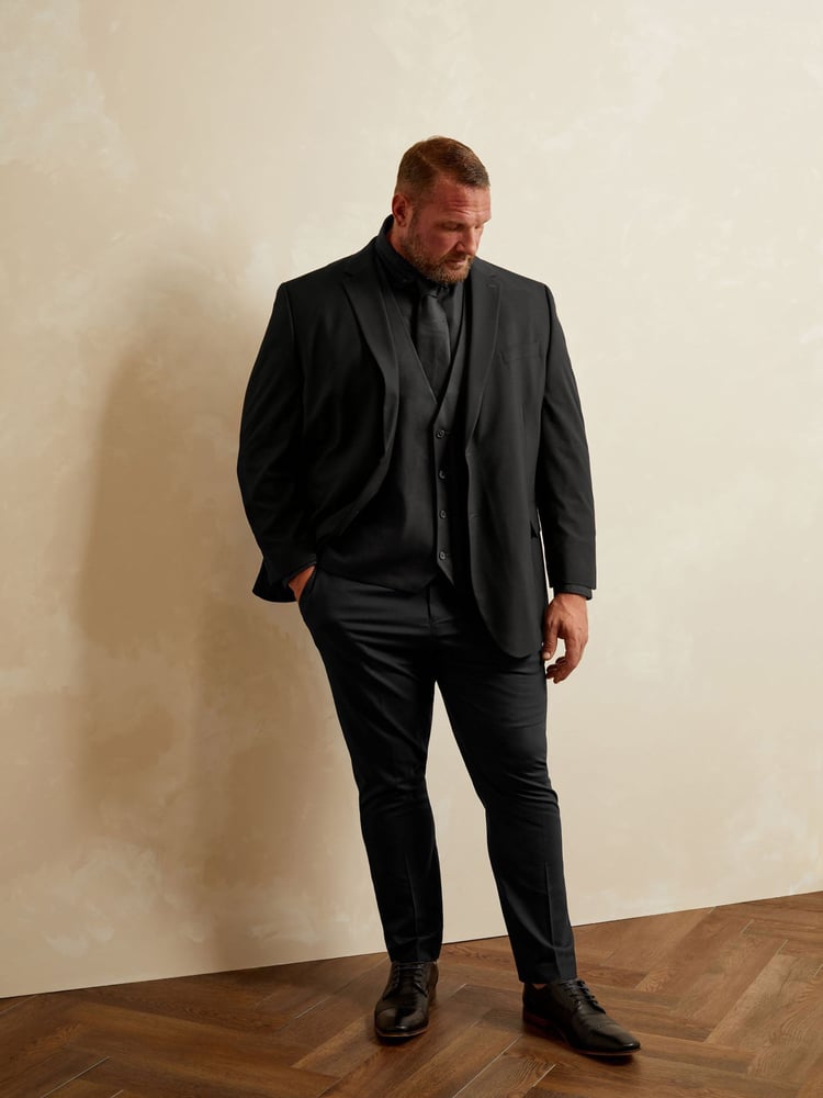 BadRhino Big & Tall Black Plain Suit Trousers - Image 2 of 4