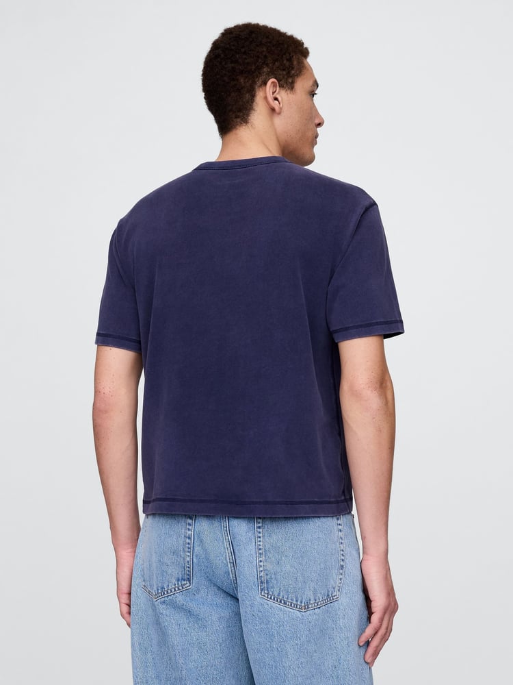 Gap Navy Blue Heavyweight Cropped T-Shirt - Image 2 of 5