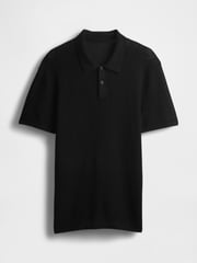 Gap Black Textured Crochet Short Sleeve Polo Shirt - Image 4 of 5