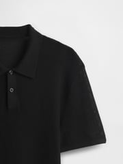 Gap Black Textured Crochet Short Sleeve Polo Shirt - Image 5 of 5