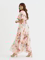 Scarlett & Jo White Isabelle Cerise Purple Angel Sleeve Maxi Dress - Image 2 of 4