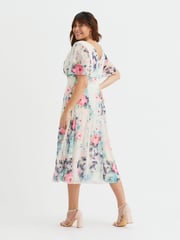 Scarlett & Jo White Victoria Angel Sleeve Mesh Midi long Dress - Image 4 of 4