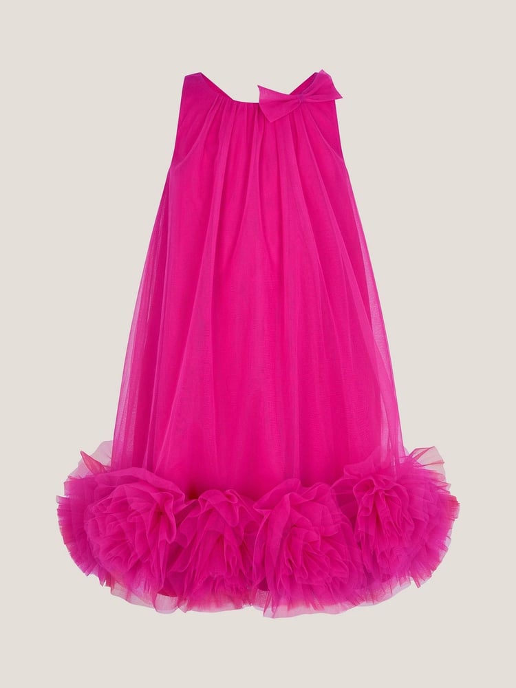 Monsoon Pink Sleeveless Tulle Pom Swing Dress - Image 1 of 2