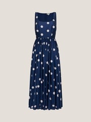 Monsoon Blue Sicily Polka Dot Fit & Flare Midi Dress - Image 6 of 6
