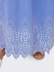 ONLY Blue Broderie Edge 100% Cotton Maxi Skirt - Image 4 of 6