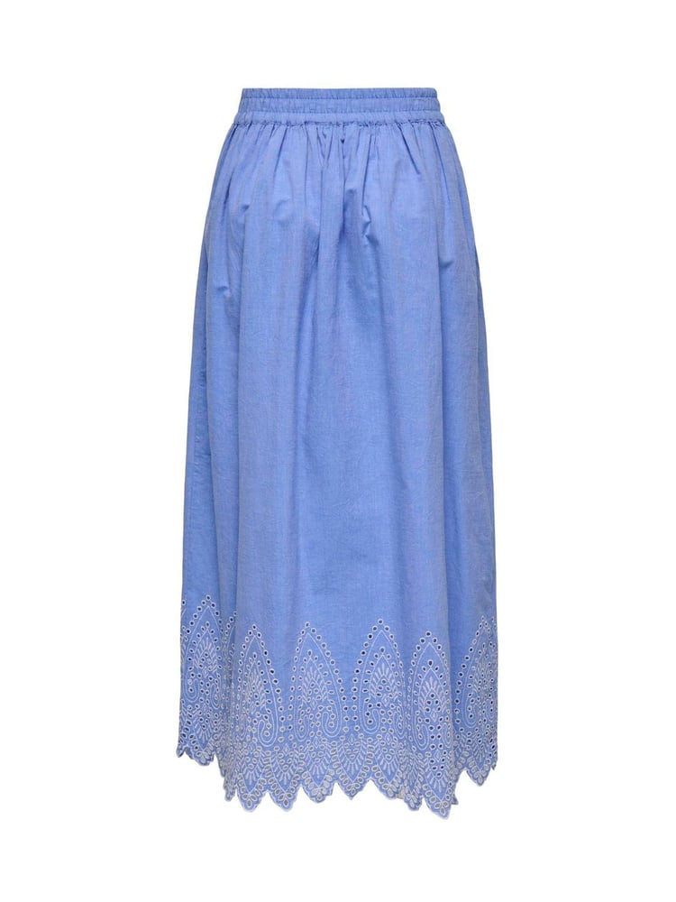 ONLY Blue Broderie Edge 100% Cotton Maxi Skirt - Image 6 of 6