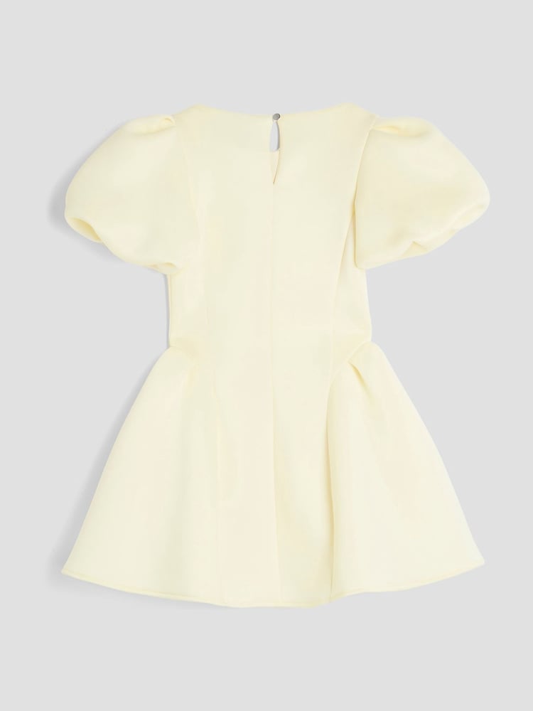 River Island Yellow Girls Scuba Bow Skater Puff Dress - Image 2 of 4 River Island Yellow Girls Scuba Bow Skater Puff Dress - Image 2 of 4