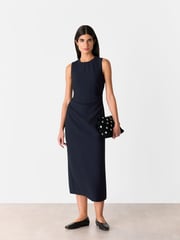 Whistles Blue Nora Textured Midi Dress - Image 1 of 5