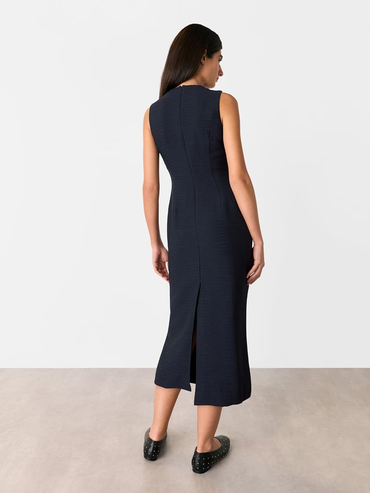 Whistles Blue Nora Textured Midi Dress - Image 2 of 5
