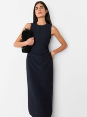 Whistles Blue Nora Textured Midi Dress - Image 3 of 5