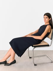 Whistles Blue Nora Textured Midi Dress - Image 4 of 5