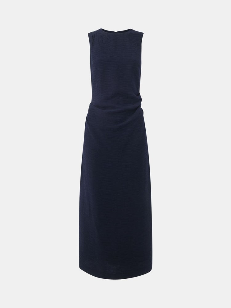 Whistles Blue Nora Textured Midi Dress - Image 5 of 5