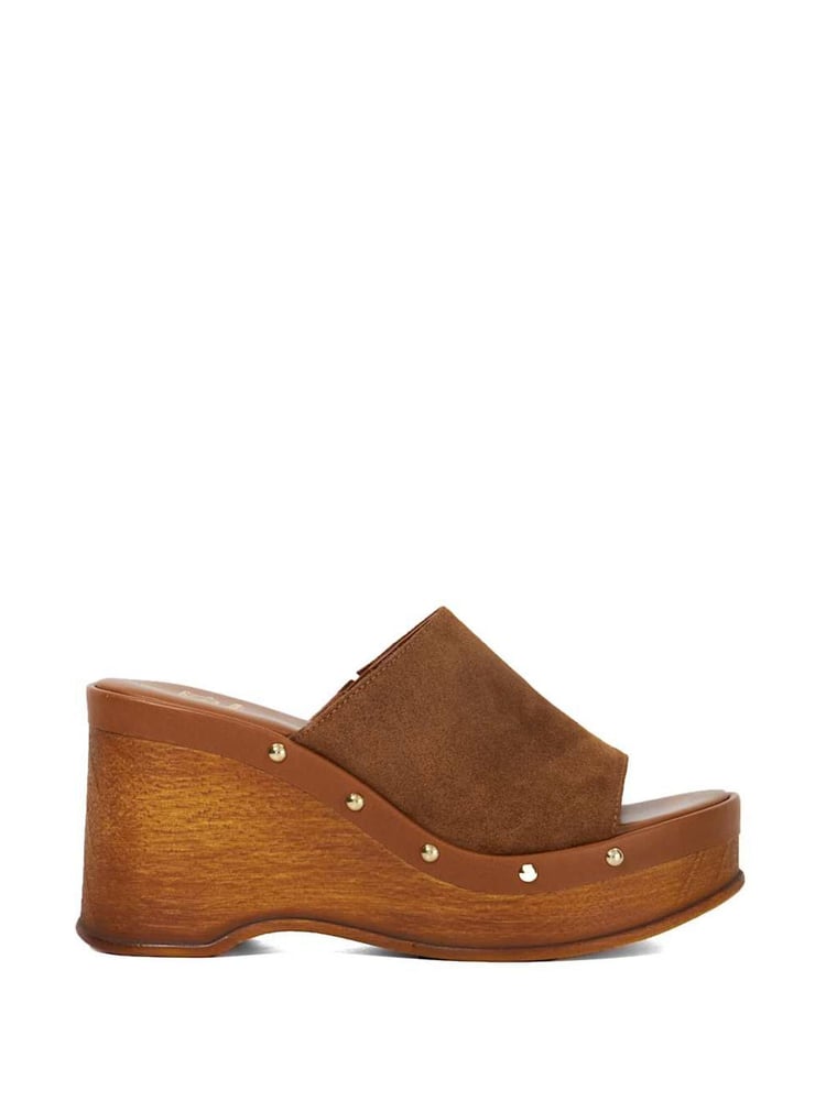 Dune London Brown Kule Studded Wedge Mule Sandals - Image 2 of 6