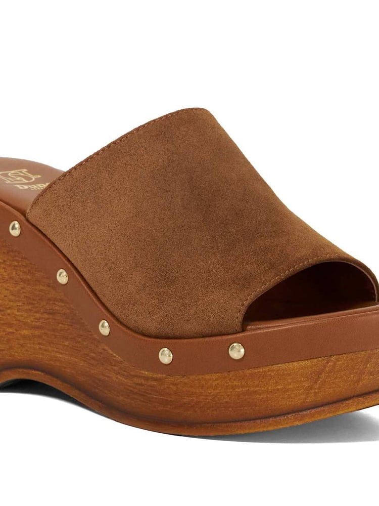 Dune London Brown Kule Studded Wedge Mule Sandals - Image 6 of 6