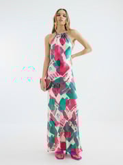River Island Pink Halter Neck Midi Dress - Image 1 of 4