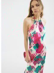 River Island Pink Halter Neck Midi Dress - Image 2 of 4