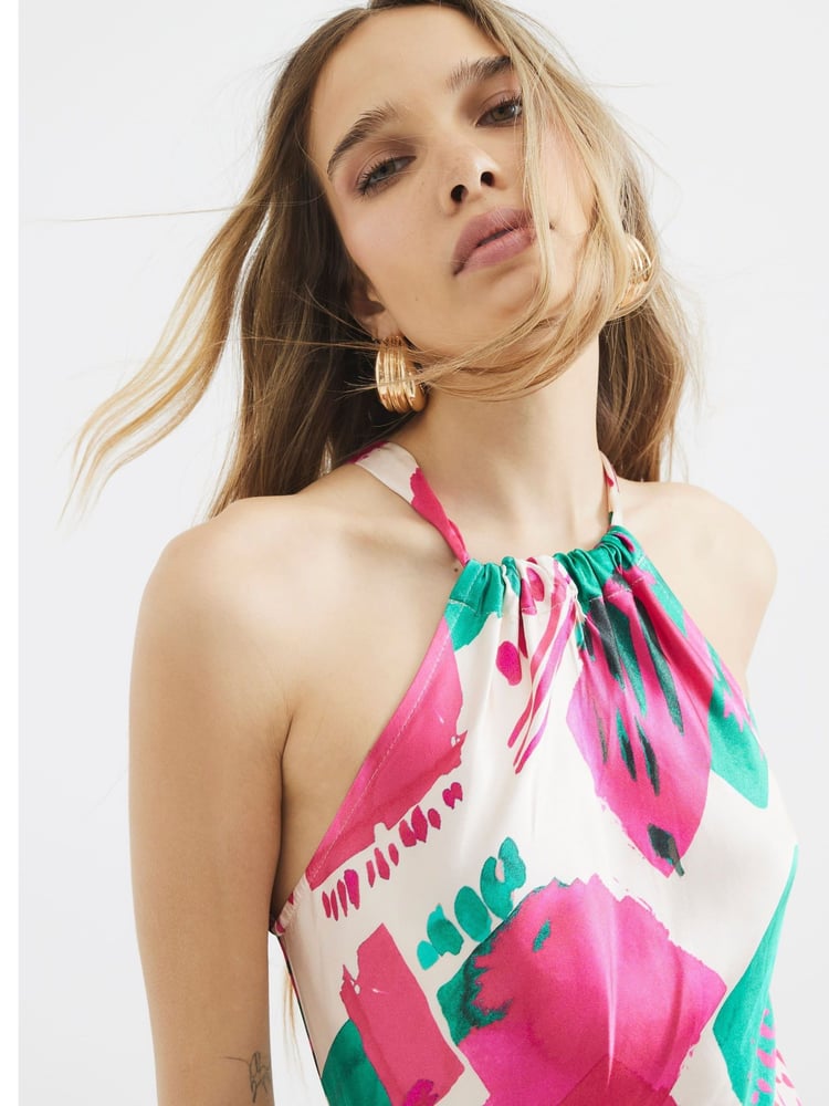 River Island Pink Halter Neck Midi Dress - Image 4 of 4