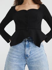 River Island Black Peplum Sweetheart Blouses - Image 4 of 4