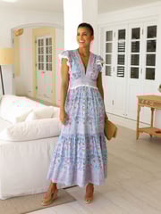 Aspiga Blue Pippa V-Neck Dress - Image 1 of 4