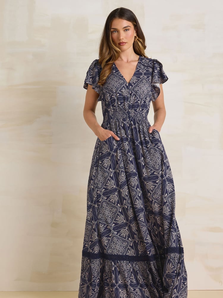 Long Tall Sally Blue Button Maxi Dress - Image 1 of 4