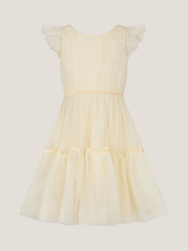 Monsoon Natural Charlize Flutter Sleeve Tulle Dress - Image 1 of 3
