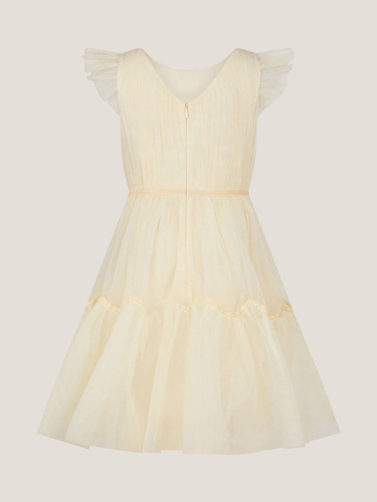 Monsoon Natural Charlize Flutter Sleeve Tulle Dress - Image 2 of 3