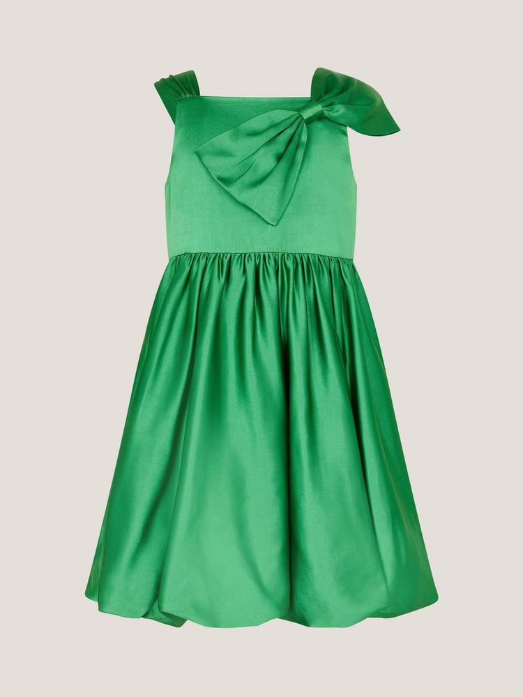 Monsoon Green Freya Bow Strap Satin Party Dress - Image 2 of 4