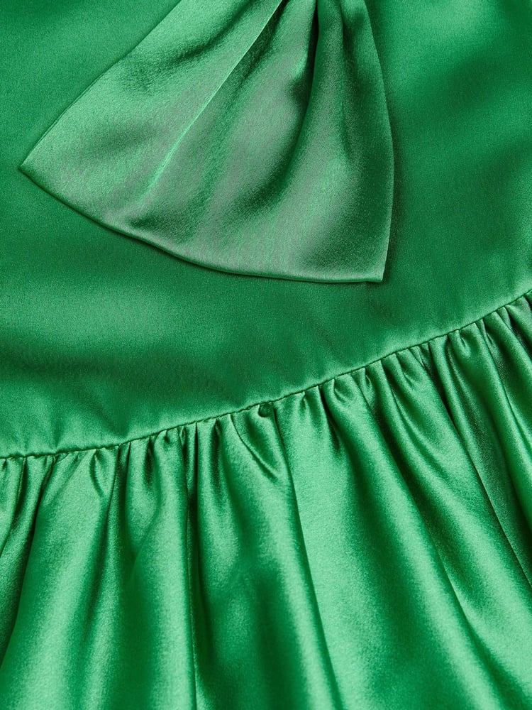 Monsoon Green Freya Bow Strap Satin Party Dress - Image 4 of 4