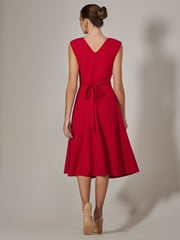Jolie Moi Red Sleeveless Tie Waist Midi Dress - Image 2 of 6