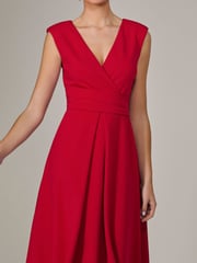 Jolie Moi Red Sleeveless Tie Waist Midi Dress - Image 3 of 6