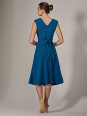 Jolie Moi Blue Sleeveless Tie Waist Midi Dress - Image 2 of 6